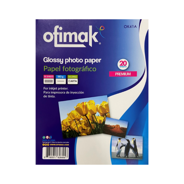 PAPEL PARA FOTOS OFIMAK GLOSSY 230GRS. 20/1