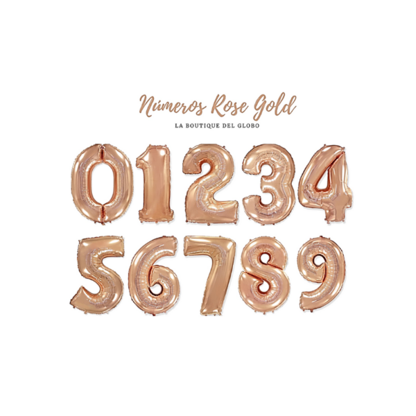 GLOBOS NUMEROS ROSE GOLD 16’’ REF: DEL 0 AL 9, 32’’ REF: DEL 0 AL 9