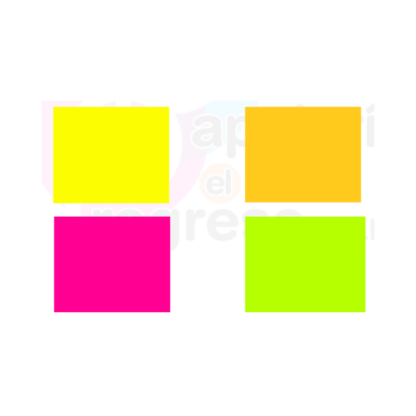 NOTAS ADHESIVAS NEON OFIMAK 3X3” AMARILLO- NARANJA- ROSADO- VERDE